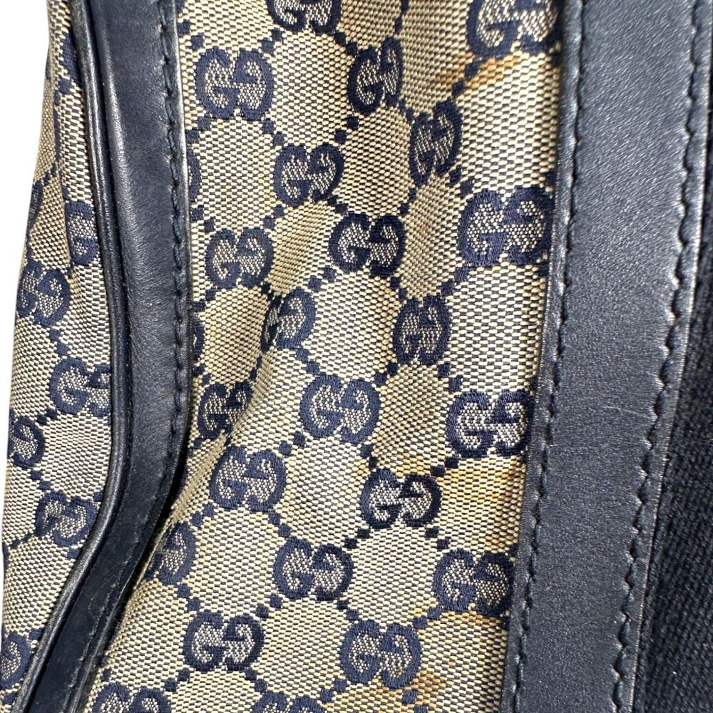 Gucci Vintage Web Boston GG Canvas Navy Red Satchel Medium - FLAWS READ - Picture 2 of 13